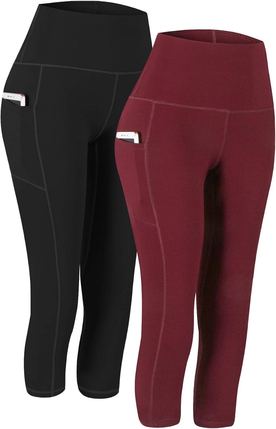 2 Pack High Waist Yoga Pants with Pockets, Tummy Control Workout Running Yoga Leggings for Women