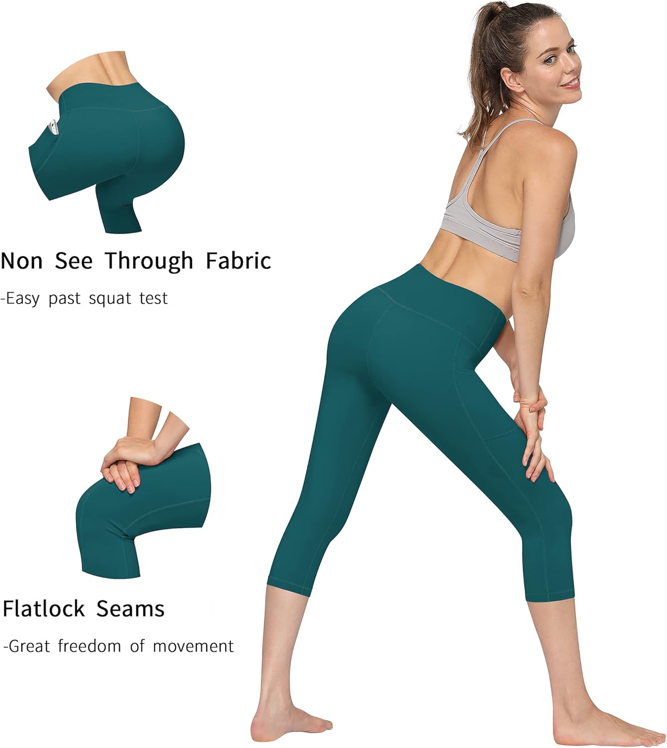 2 Pack High Waist Yoga Pants with Pockets, Tummy Control Workout Running Yoga Leggings for Women