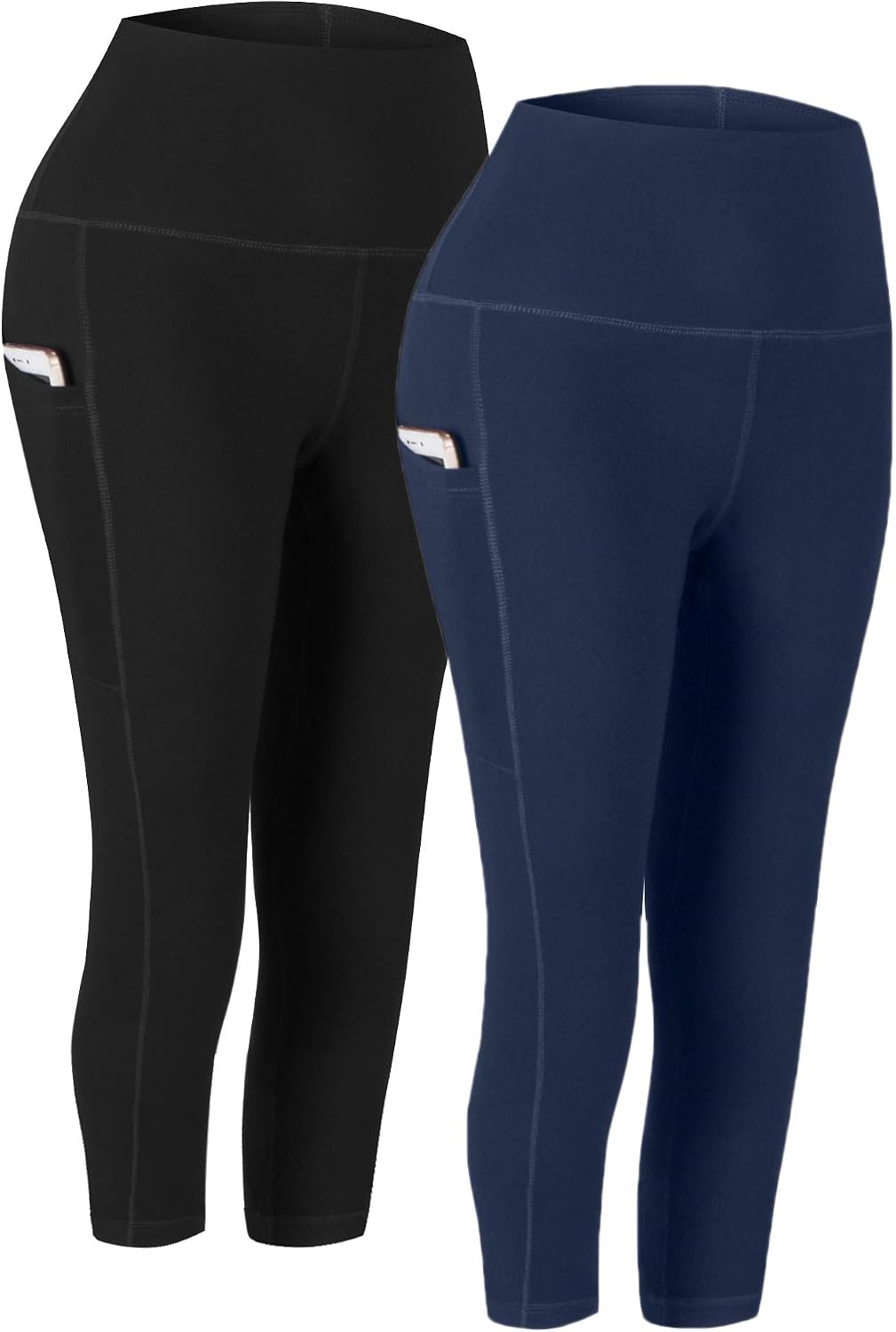 2 Pack High Waist Yoga Pants with Pockets, Tummy Control Workout Running Yoga Leggings for Women