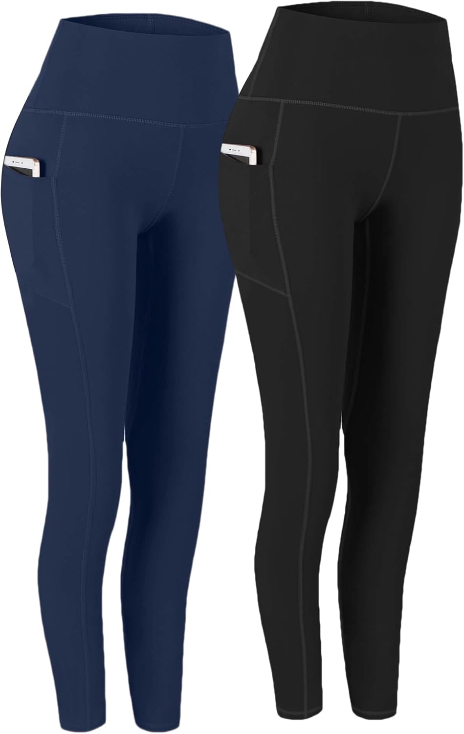 2 Pack High Waist Yoga Pants with Pockets, Tummy Control Workout Running Yoga Leggings for Women