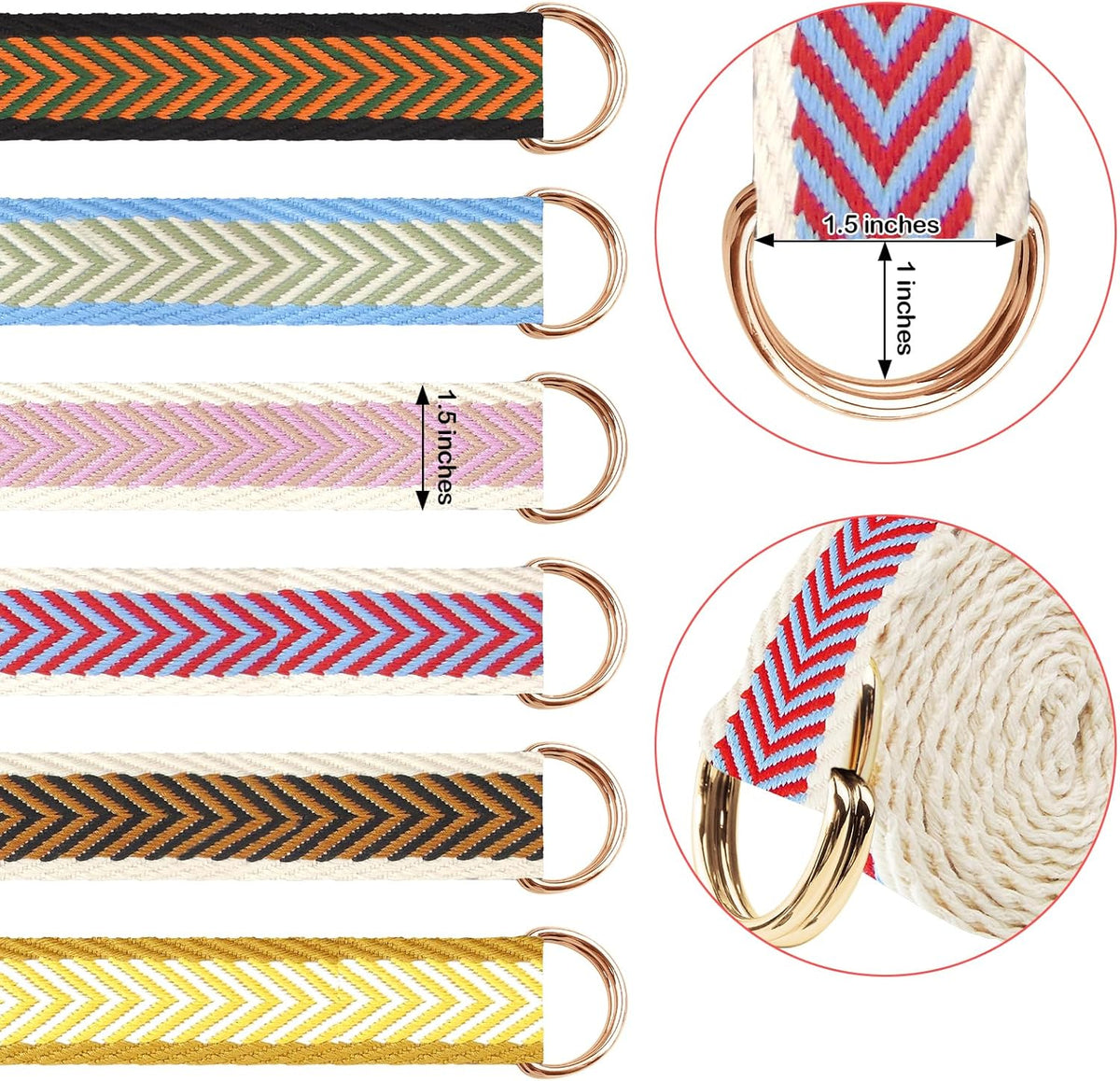 6 Packs Yoga Strap for Stretching Yoga Belt Adjustable Straps for Non Elastic Stretching Strap Exercise Straps for Pilates
