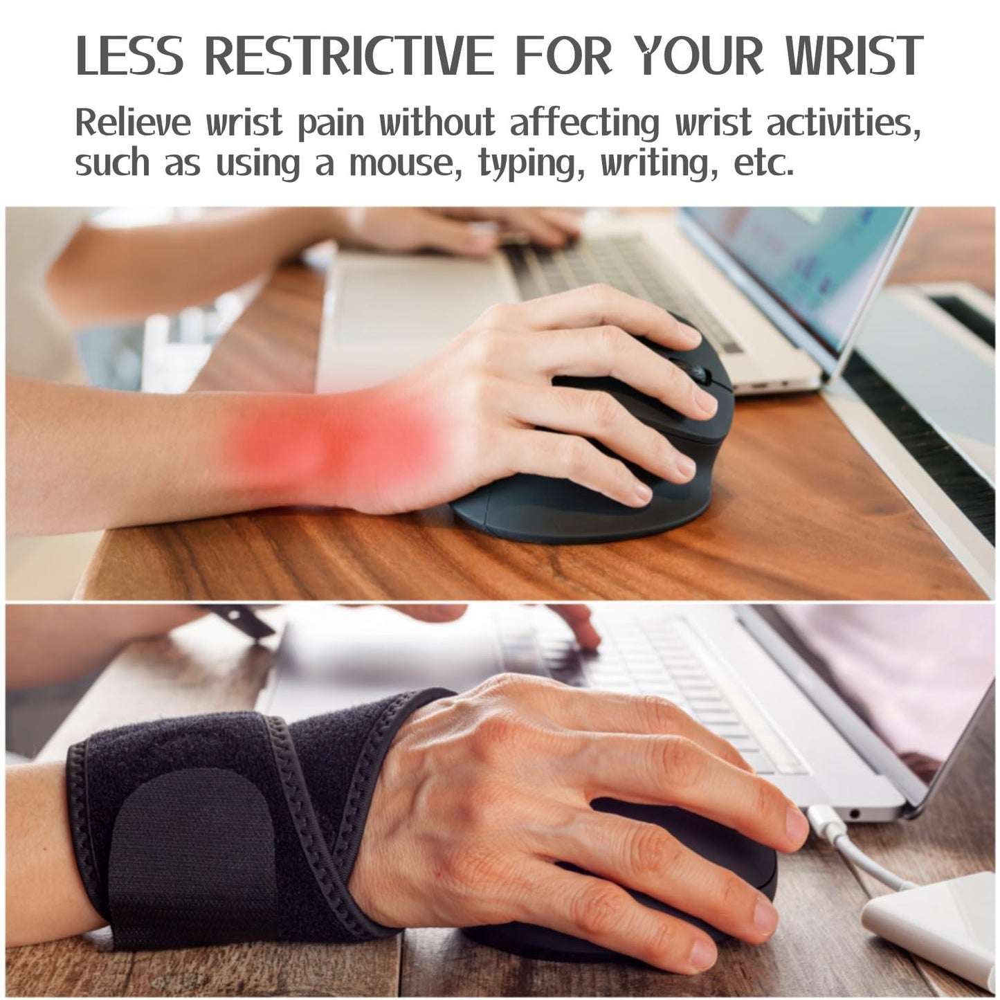2-Pack Universal Wrist Braces - Support for Left & Right Hand | Versatile, adjustable wrist support for sports & daily active wear. Relieves carpal tunnel pain without limiting mobility