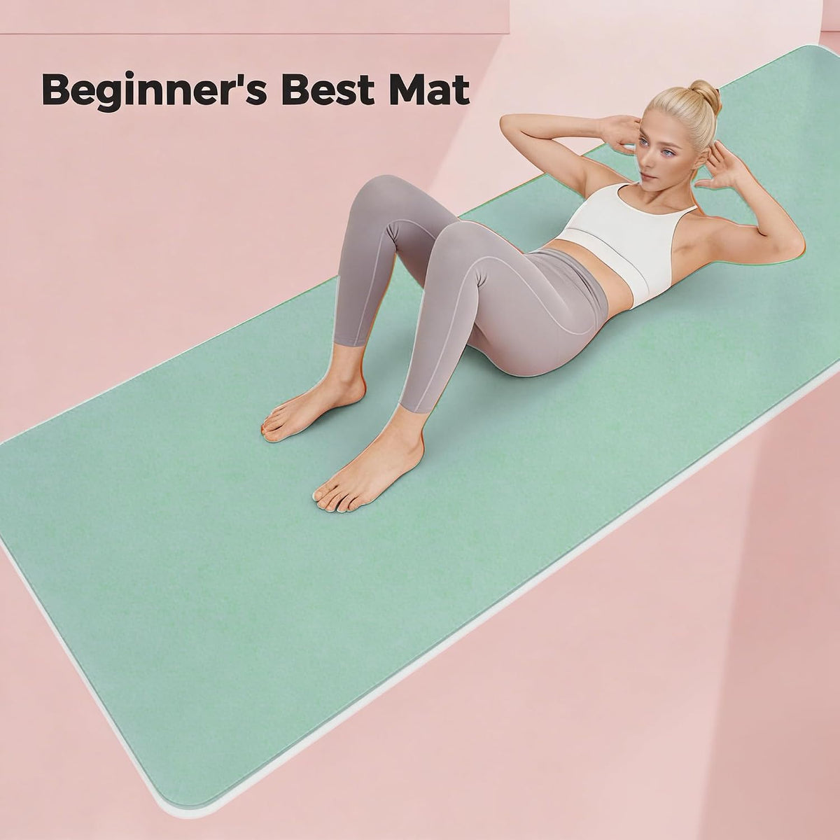 72" x 24" TPE Yoga Mat Non Slip, 1/4 Inch (6mm) Exercise Mat for Home Workout, Gym, Yoga, Pilates & Stretching with Carrying Strap, Oat White
