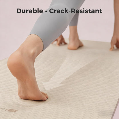 72" x 24" TPE Yoga Mat Non Slip, 1/4 Inch (6mm) Exercise Mat for Home Workout, Gym, Yoga, Pilates & Stretching with Carrying Strap, Oat White