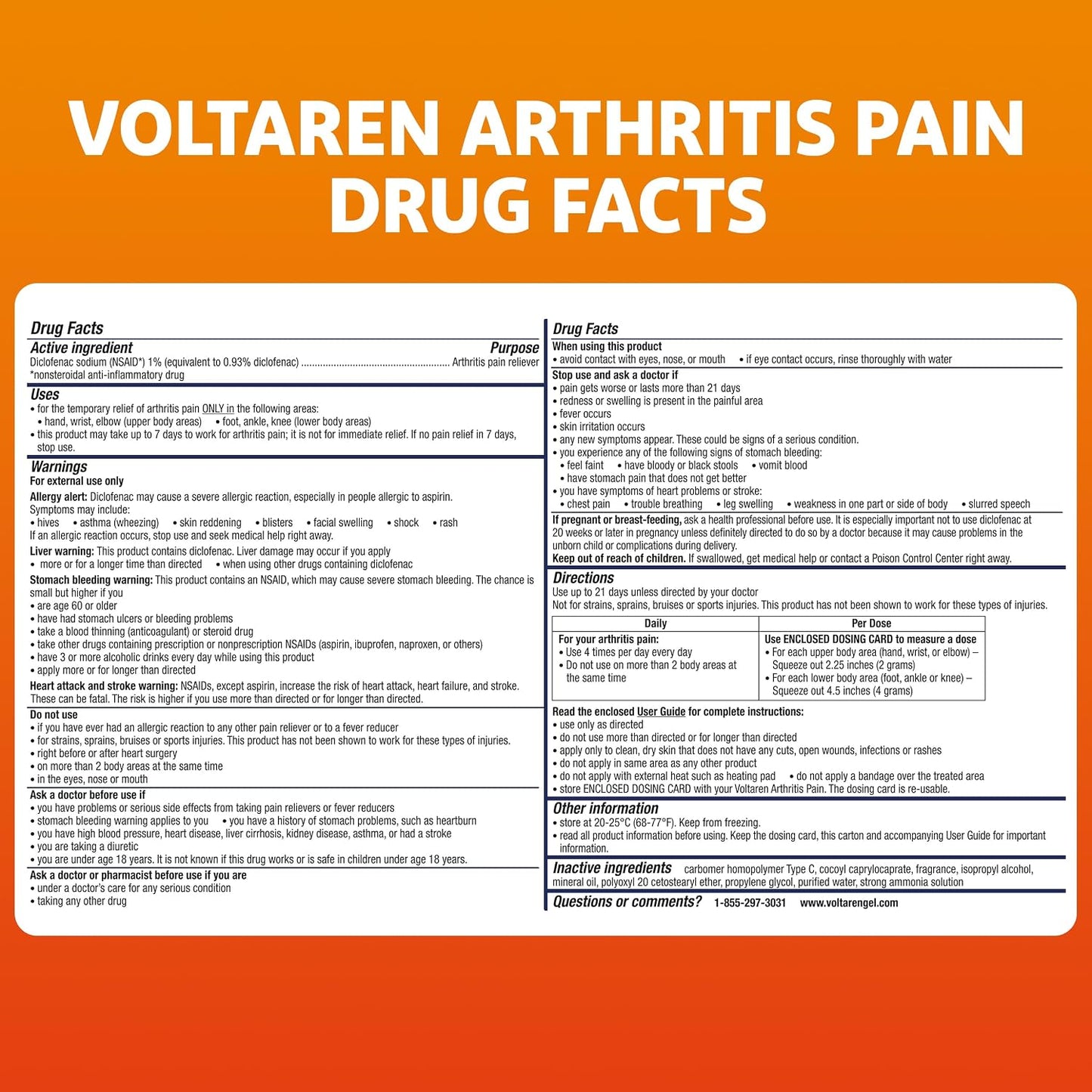 Arthritis Pain Gel, Diclofenac Pain Relief Cream, 50 g Tube
