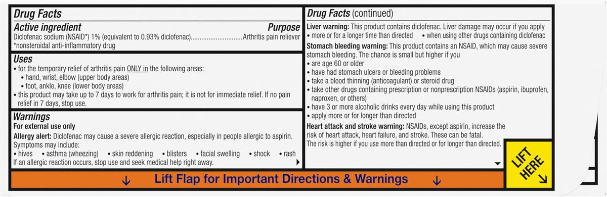 Arthritis Pain Gel, Diclofenac Pain Relief Cream, 50 g Tube