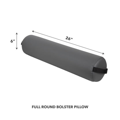 ForPro Full Round Bolster Pillow, Black, Oil and Stain-Resistant, for Massage and Yoga, 6” R x 26” L