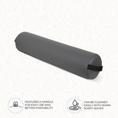 ForPro Full Round Bolster Pillow, Black, Oil and Stain-Resistant, for Massage and Yoga, 6” R x 26” L
