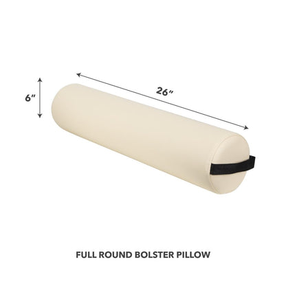 ForPro Full Round Bolster Pillow, Black, Oil and Stain-Resistant, for Massage and Yoga, 6” R x 26” L