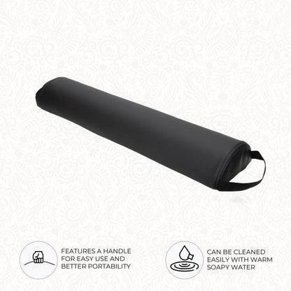 ForPro Full Round Bolster Pillow, Black, Oil and Stain-Resistant, for Massage and Yoga, 6” R x 26” L