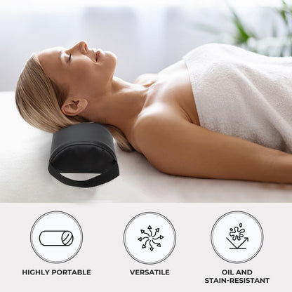 ForPro Full Round Bolster Pillow, Black, Oil and Stain-Resistant, for Massage and Yoga, 6” R x 26” L