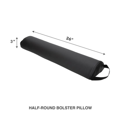 ForPro Full Round Bolster Pillow, Black, Oil and Stain-Resistant, for Massage and Yoga, 6” R x 26” L