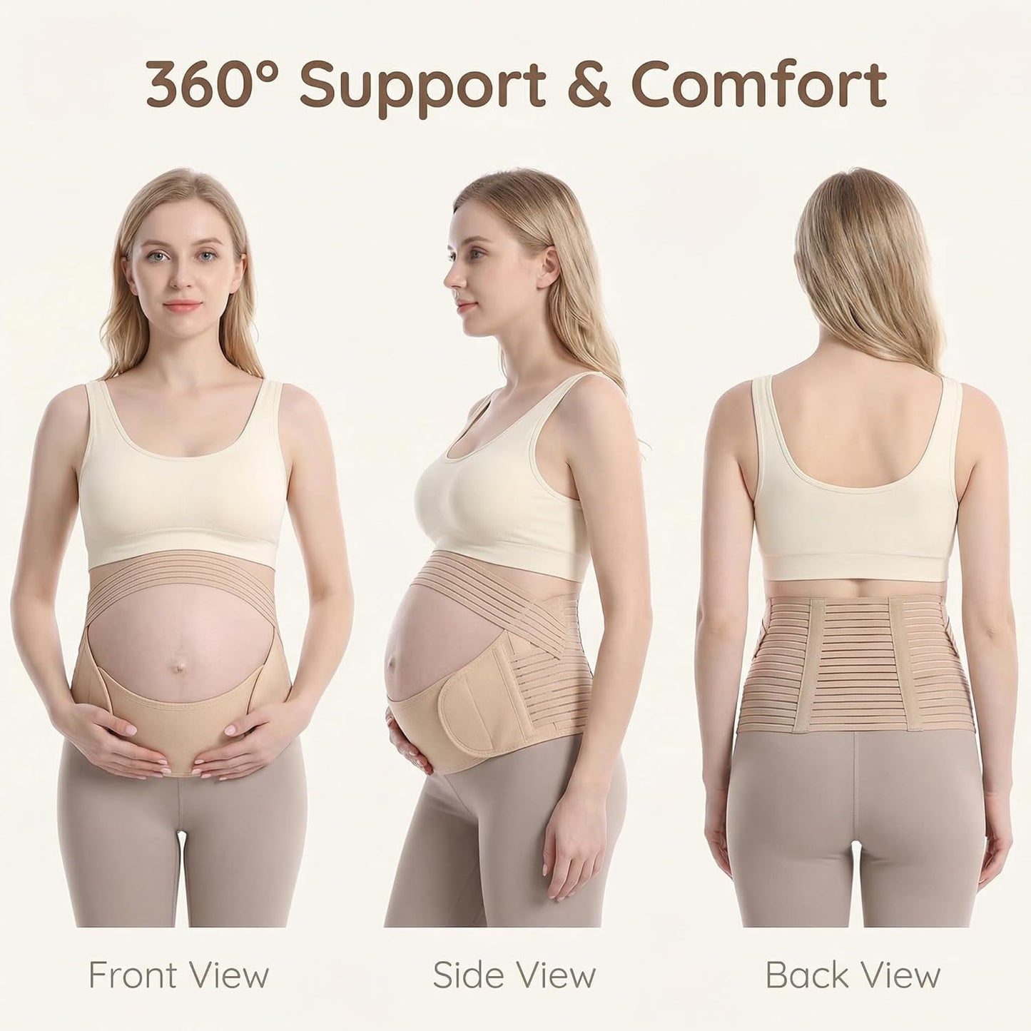 Maternity Belly Band for Pregnancy - 3 in 1 Pregnancy Support Belt for Back, Pelvic & Hip Support - Adjustable Abdominal Binder & Prenatal Cradle - Pregnancy Must Haves (Black, X-Large)