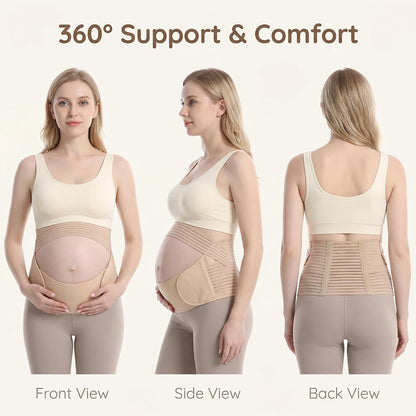 Maternity Belly Band for Pregnancy - 3 in 1 Pregnancy Support Belt for Back, Pelvic & Hip Support - Adjustable Abdominal Binder & Prenatal Cradle - Pregnancy Must Haves (Black, X-Large)