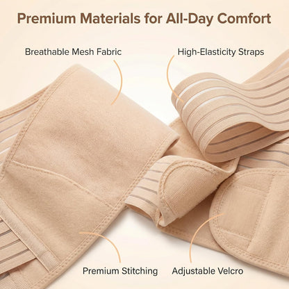 Maternity Belly Band for Pregnancy - 3 in 1 Pregnancy Support Belt for Back, Pelvic & Hip Support - Adjustable Abdominal Binder & Prenatal Cradle - Pregnancy Must Haves (Black, X-Large)