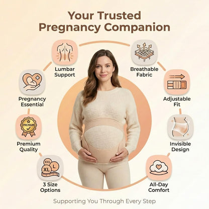 Maternity Belly Band for Pregnancy - 3 in 1 Pregnancy Support Belt for Back, Pelvic & Hip Support - Adjustable Abdominal Binder & Prenatal Cradle - Pregnancy Must Haves (Black, X-Large)