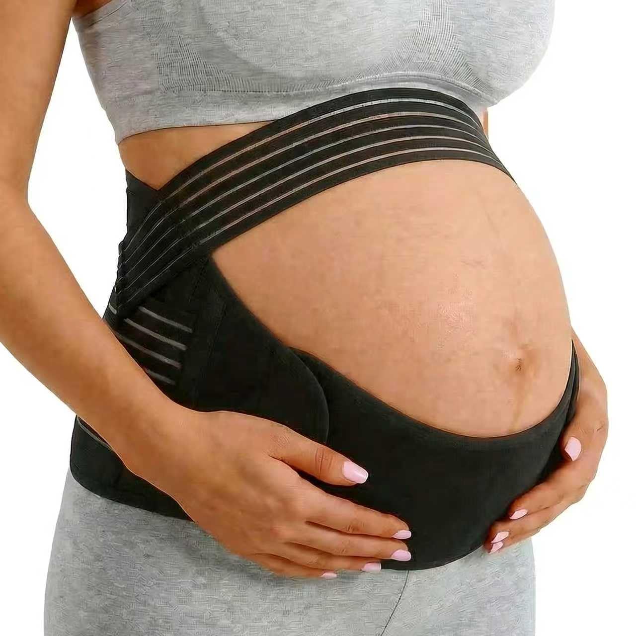 Maternity Belly Band for Pregnancy - 3 in 1 Pregnancy Support Belt for Back, Pelvic & Hip Support - Adjustable Abdominal Binder & Prenatal Cradle - Pregnancy Must Haves (Black, X-Large)