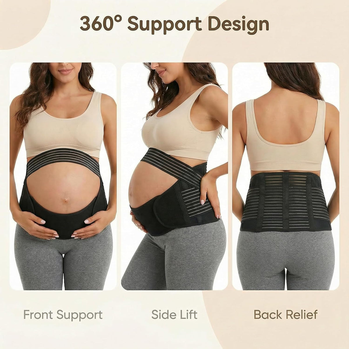Maternity Belly Band for Pregnancy - 3 in 1 Pregnancy Support Belt for Back, Pelvic & Hip Support - Adjustable Abdominal Binder & Prenatal Cradle - Pregnancy Must Haves (Black, X-Large)