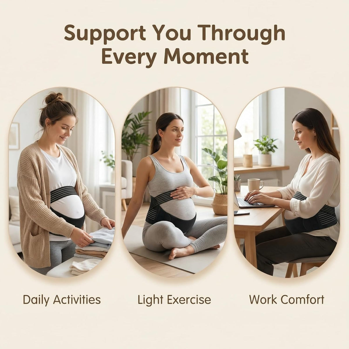 Maternity Belly Band for Pregnancy - 3 in 1 Pregnancy Support Belt for Back, Pelvic & Hip Support - Adjustable Abdominal Binder & Prenatal Cradle - Pregnancy Must Haves (Black, X-Large)