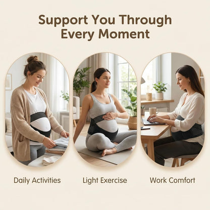 Maternity Belly Band for Pregnancy - 3 in 1 Pregnancy Support Belt for Back, Pelvic & Hip Support - Adjustable Abdominal Binder & Prenatal Cradle - Pregnancy Must Haves (Black, X-Large)