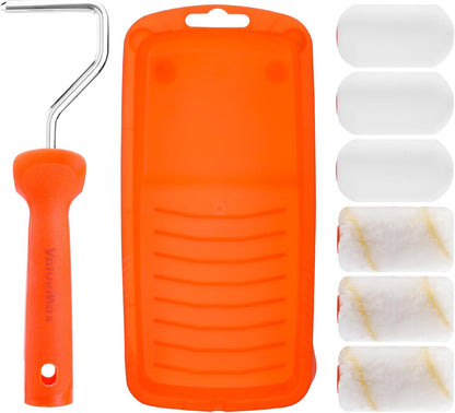 Paint Roller Kit, 14-Piece 4 Inch Paint Roller Kit with High-Density Foam Paint Rollers, Microfiber Paint Rollers, Paint Tray for Painting Cabinets, Doors, Craft Work