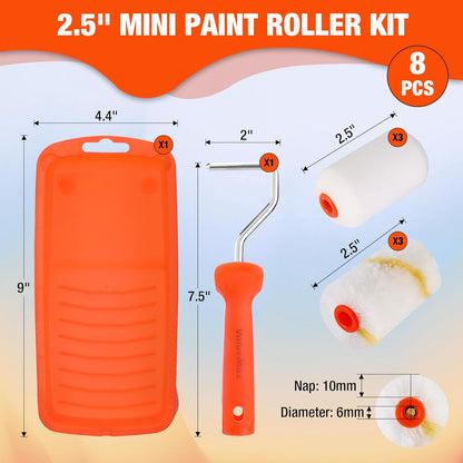Paint Roller Kit, 14-Piece 4 Inch Paint Roller Kit with High-Density Foam Paint Rollers, Microfiber Paint Rollers, Paint Tray for Painting Cabinets, Doors, Craft Work