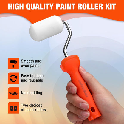 Paint Roller Kit, 14-Piece 4 Inch Paint Roller Kit with High-Density Foam Paint Rollers, Microfiber Paint Rollers, Paint Tray for Painting Cabinets, Doors, Craft Work