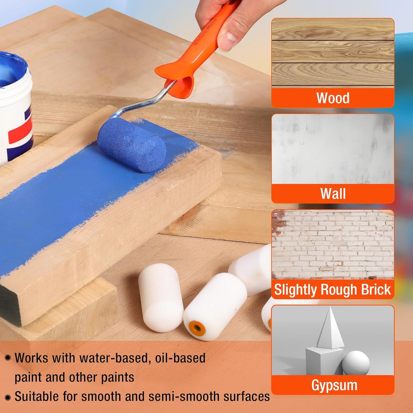 Paint Roller Kit, 14-Piece 4 Inch Paint Roller Kit with High-Density Foam Paint Rollers, Microfiber Paint Rollers, Paint Tray for Painting Cabinets, Doors, Craft Work