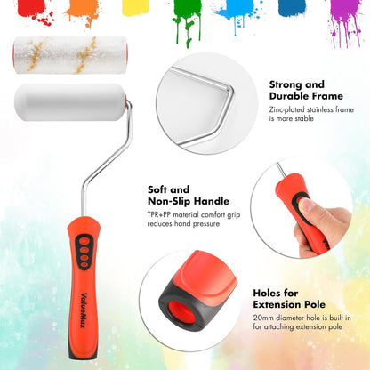 Paint Roller Kit, 14-Piece 4 Inch Paint Roller Kit with High-Density Foam Paint Rollers, Microfiber Paint Rollers, Paint Tray for Painting Cabinets, Doors, Craft Work