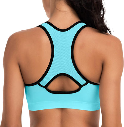 Racerback Sports Bras for Women with Pads - High Impact Athletic Tank Tops for Yoga and Workout Brassieres Bra