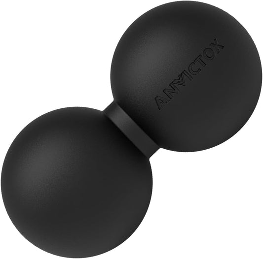 Peanut Massage Ball,Double Lacrosse Ball for Neck Sore Muscles,Medium Density Myofascial Release Massager Ball for Deep-Tissue Massage Muscle Knots Yoga Therapy(Black)