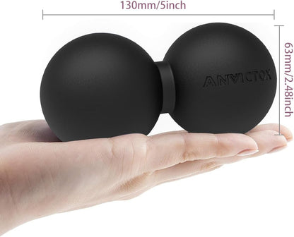 Peanut Massage Ball,Double Lacrosse Ball for Neck Sore Muscles,Medium Density Myofascial Release Massager Ball for Deep-Tissue Massage Muscle Knots Yoga Therapy(Black)