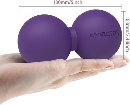 Peanut Massage Ball,Double Lacrosse Ball for Neck Sore Muscles,Medium Density Myofascial Release Massager Ball for Deep-Tissue Massage Muscle Knots Yoga Therapy(Black)