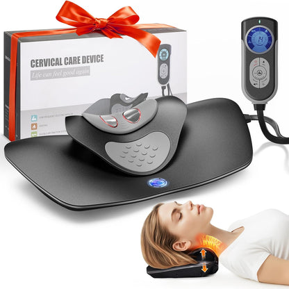 Multi-Functional Cervical Traction Device, Dynamic Neck Massager with Pulsed Electrotherapy & Heat Therapy, 3 Modes&12 Intensities, Neck Stretcher to Relieve Neck Stiffness, Home &Office Use