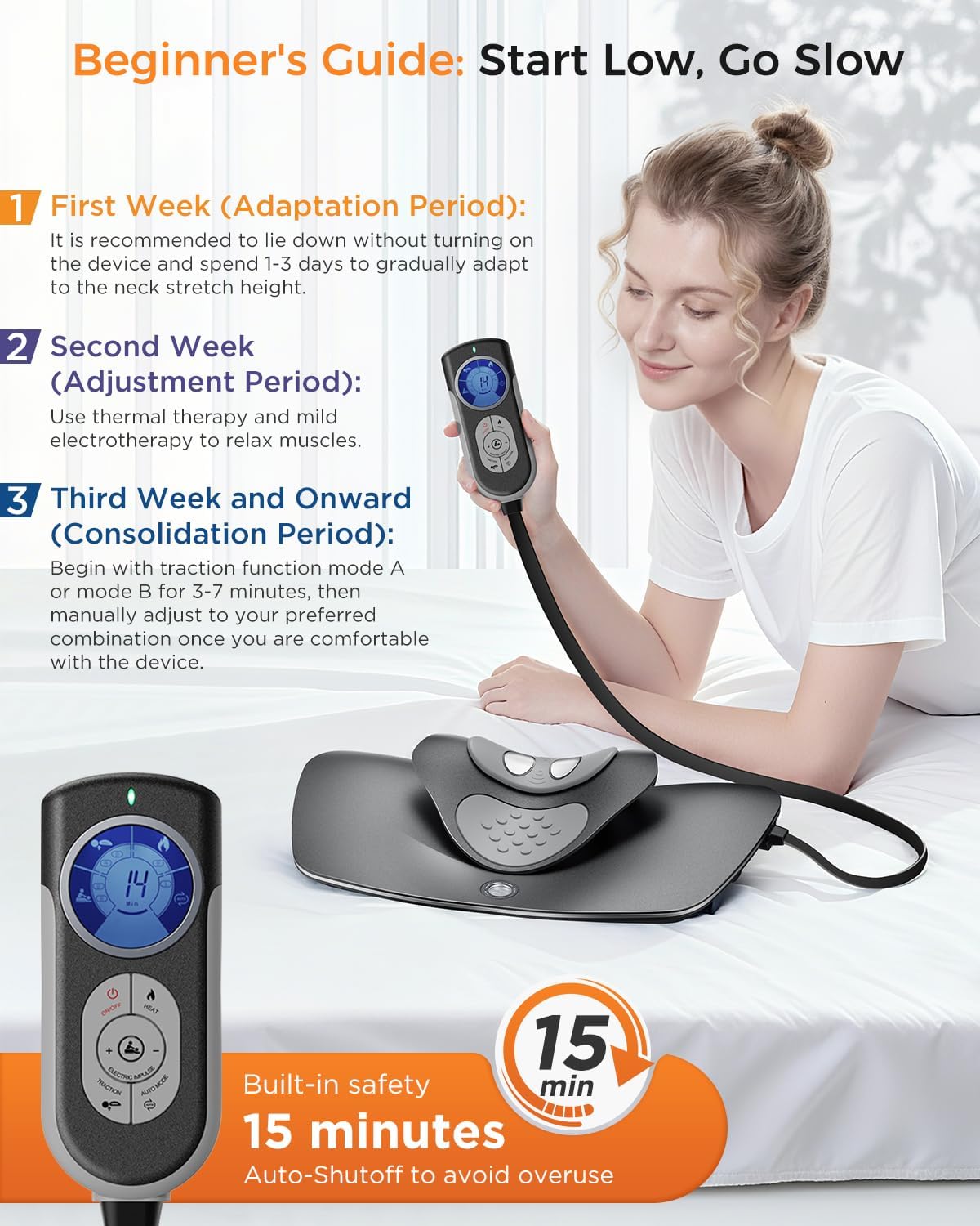 Multi-Functional Cervical Traction Device, Dynamic Neck Massager with Pulsed Electrotherapy & Heat Therapy, 3 Modes&12 Intensities, Neck Stretcher to Relieve Neck Stiffness, Home &Office Use