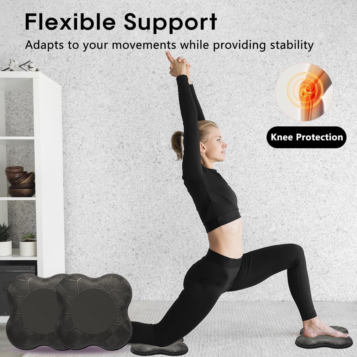 2 Pack Yoga Knee Pads Mat Set - Extra Thick Foam Kneeling Pad Cushion for Knees, Elbows, Wrists, Head - Yoga Essentials for Women Men, Non-Slip Pilates, Meditation, Floor Workouts