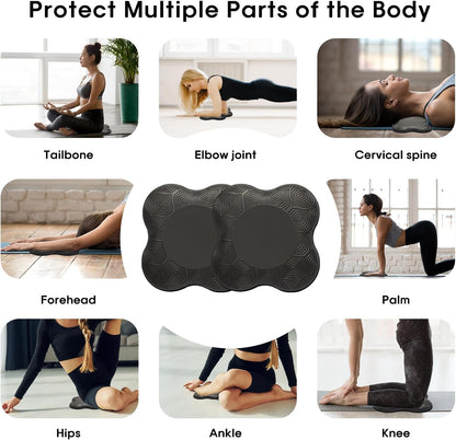 2 Pack Yoga Knee Pads Mat Set - Extra Thick Foam Kneeling Pad Cushion for Knees, Elbows, Wrists, Head - Yoga Essentials for Women Men, Non-Slip Pilates, Meditation, Floor Workouts