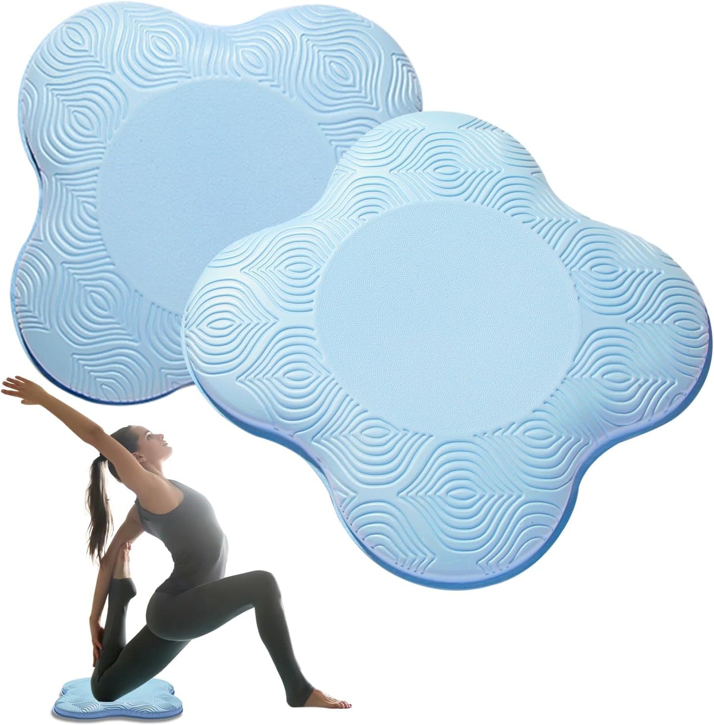2 Pack Yoga Knee Pads Mat Set - Extra Thick Foam Kneeling Pad Cushion for Knees, Elbows, Wrists, Head - Yoga Essentials for Women Men, Non-Slip Pilates, Meditation, Floor Workouts