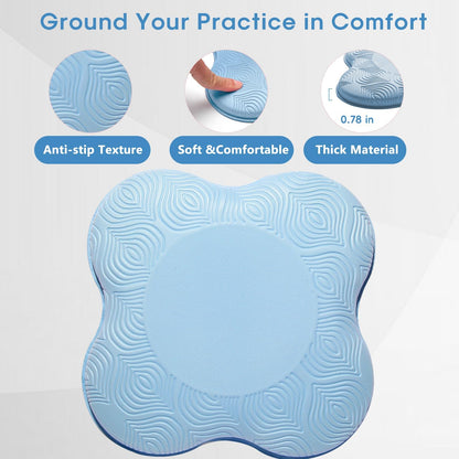 2 Pack Yoga Knee Pads Mat Set - Extra Thick Foam Kneeling Pad Cushion for Knees, Elbows, Wrists, Head - Yoga Essentials for Women Men, Non-Slip Pilates, Meditation, Floor Workouts