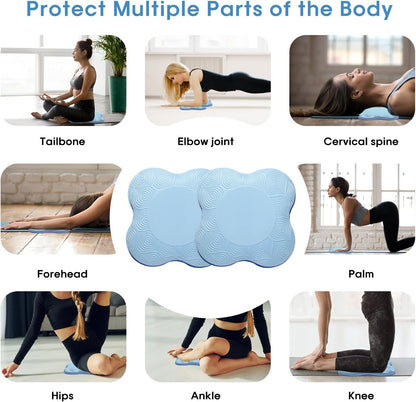 2 Pack Yoga Knee Pads Mat Set - Extra Thick Foam Kneeling Pad Cushion for Knees, Elbows, Wrists, Head - Yoga Essentials for Women Men, Non-Slip Pilates, Meditation, Floor Workouts