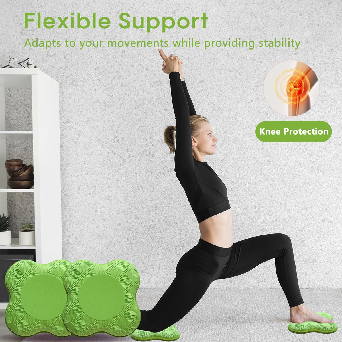 2 Pack Yoga Knee Pads Mat Set - Extra Thick Foam Kneeling Pad Cushion for Knees, Elbows, Wrists, Head - Yoga Essentials for Women Men, Non-Slip Pilates, Meditation, Floor Workouts