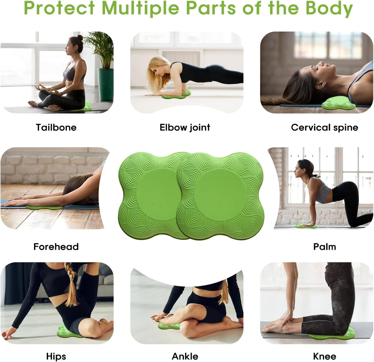 2 Pack Yoga Knee Pads Mat Set - Extra Thick Foam Kneeling Pad Cushion for Knees, Elbows, Wrists, Head - Yoga Essentials for Women Men, Non-Slip Pilates, Meditation, Floor Workouts