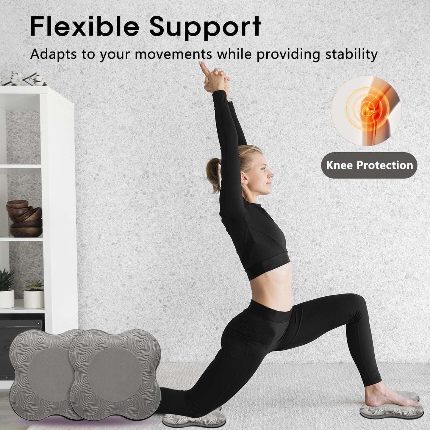 2 Pack Yoga Knee Pads Mat Set - Extra Thick Foam Kneeling Pad Cushion for Knees, Elbows, Wrists, Head - Yoga Essentials for Women Men, Non-Slip Pilates, Meditation, Floor Workouts