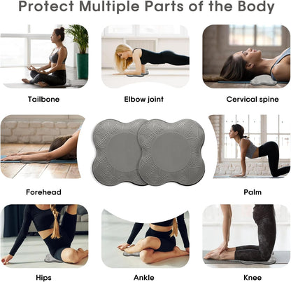 2 Pack Yoga Knee Pads Mat Set - Extra Thick Foam Kneeling Pad Cushion for Knees, Elbows, Wrists, Head - Yoga Essentials for Women Men, Non-Slip Pilates, Meditation, Floor Workouts