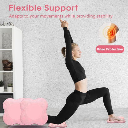 2 Pack Yoga Knee Pads Mat Set - Extra Thick Foam Kneeling Pad Cushion for Knees, Elbows, Wrists, Head - Yoga Essentials for Women Men, Non-Slip Pilates, Meditation, Floor Workouts