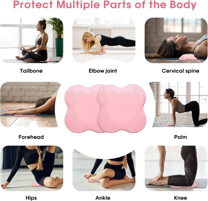 2 Pack Yoga Knee Pads Mat Set - Extra Thick Foam Kneeling Pad Cushion for Knees, Elbows, Wrists, Head - Yoga Essentials for Women Men, Non-Slip Pilates, Meditation, Floor Workouts