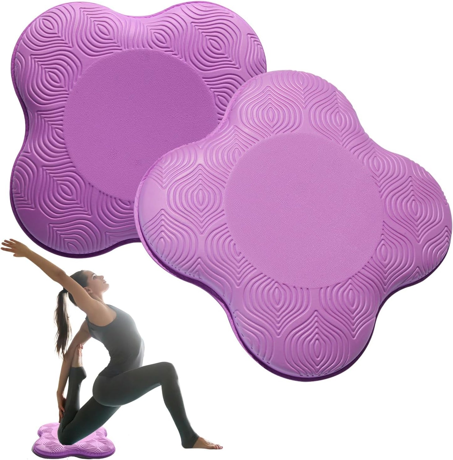 2 Pack Yoga Knee Pads Mat Set - Extra Thick Foam Kneeling Pad Cushion for Knees, Elbows, Wrists, Head - Yoga Essentials for Women Men, Non-Slip Pilates, Meditation, Floor Workouts