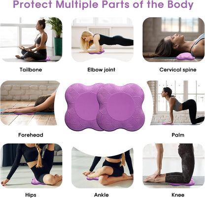 2 Pack Yoga Knee Pads Mat Set - Extra Thick Foam Kneeling Pad Cushion for Knees, Elbows, Wrists, Head - Yoga Essentials for Women Men, Non-Slip Pilates, Meditation, Floor Workouts