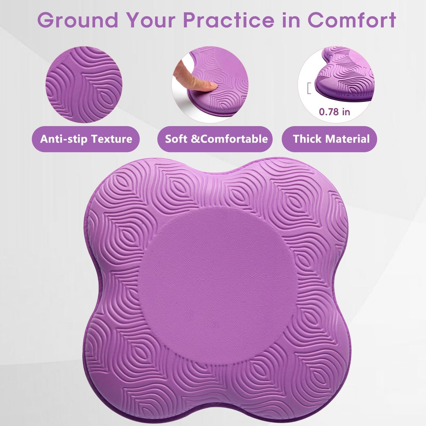 2 Pack Yoga Knee Pads Mat Set - Extra Thick Foam Kneeling Pad Cushion for Knees, Elbows, Wrists, Head - Yoga Essentials for Women Men, Non-Slip Pilates, Meditation, Floor Workouts