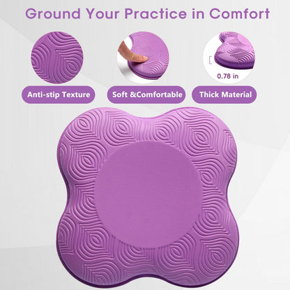 2 Pack Yoga Knee Pads Mat Set - Extra Thick Foam Kneeling Pad Cushion for Knees, Elbows, Wrists, Head - Yoga Essentials for Women Men, Non-Slip Pilates, Meditation, Floor Workouts